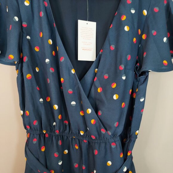 Modcloth Fits of Bliss Polka-dot Short Flutter Sleeves Midi Dress Size Large - Picture 9 of 10
